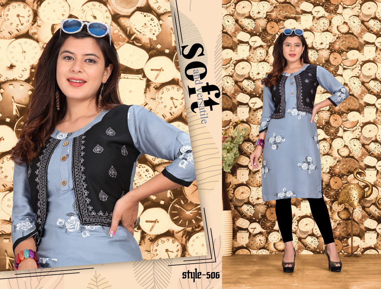 Feelings Fancy Designer Ethnic Wear Rayon Kurtis With Jacket Collection
