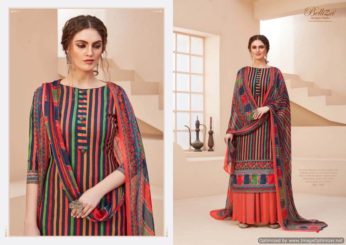 Belliza Zohra 2 Exclusive Latest Designer Pure Cotton Digital Print Dress Material Printed Nazneen Chiffon Dupatta With Four Side Lace