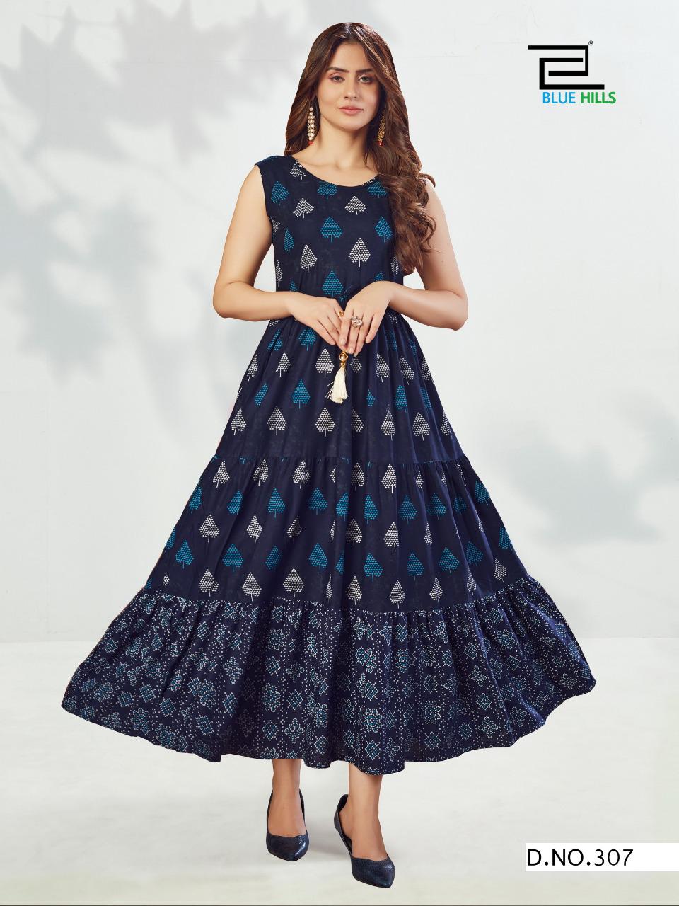 Blue Hills Sun Shine 3 Fancy Long Printed Designer Rayon Kurti Collection
