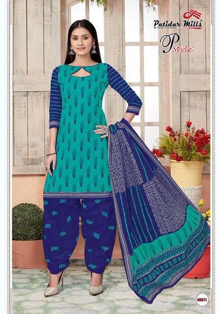 Patidar P Style 40 Latest Designer daily wear Pure Cotton Dress Material Collection 