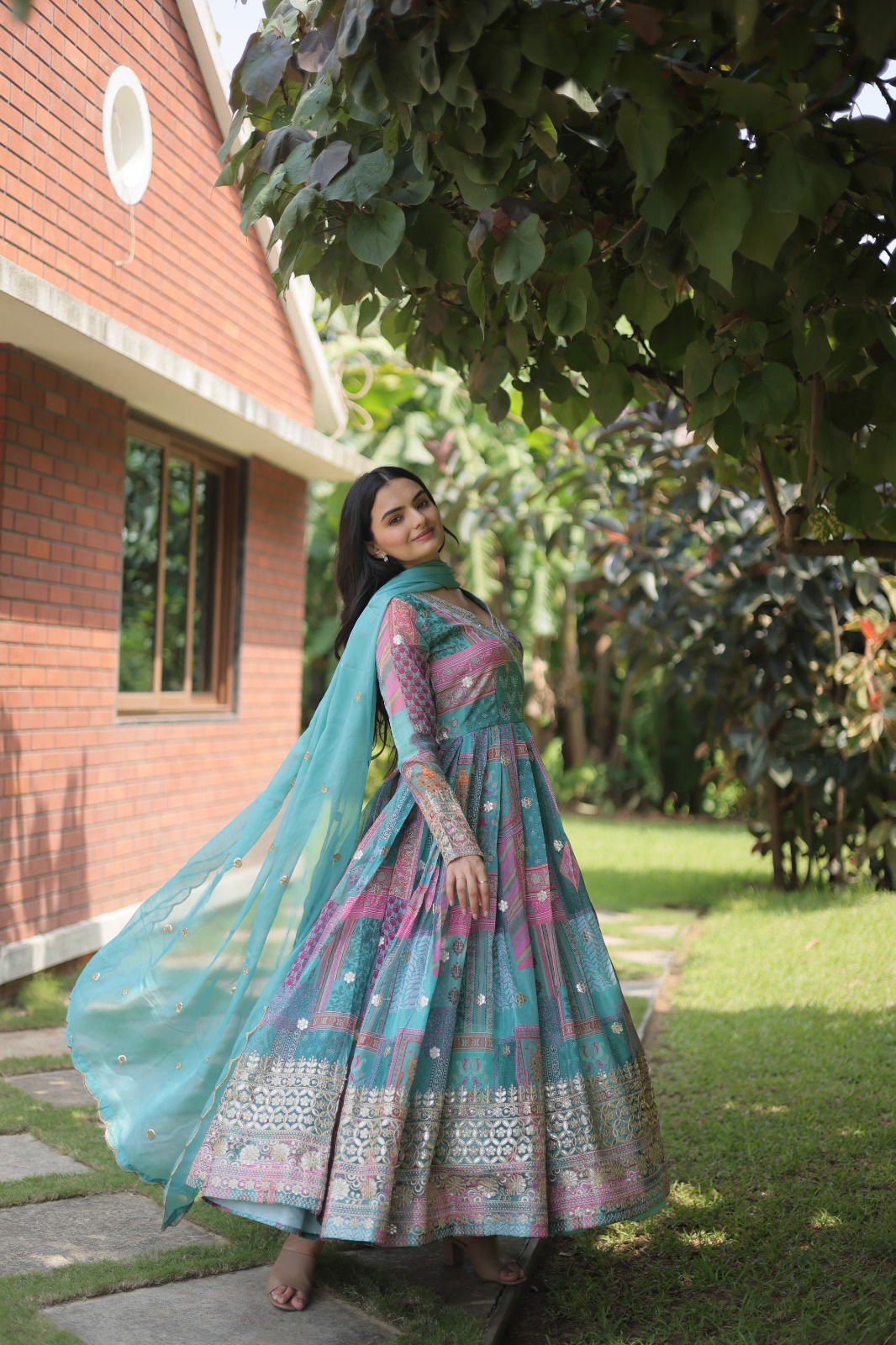 KA 1064 Gown Style Anarkali Kurti With Dupatta Catalog
