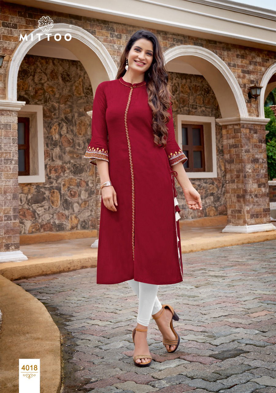 Mitto Mayurika 3 Ethnic Wear Embroidery Work Rayon Designer Kurti Collection
