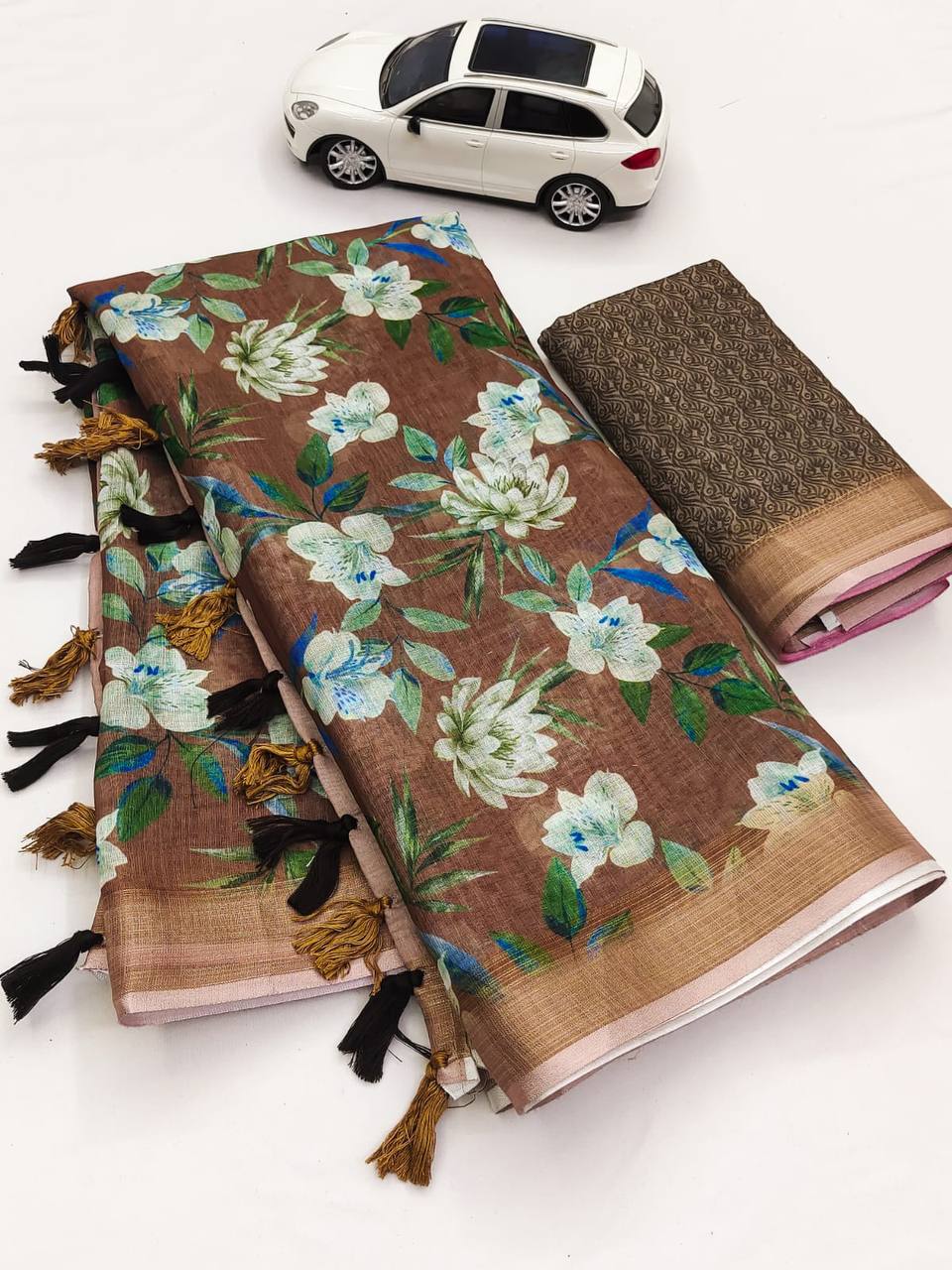 Mg313 Mangalya Linen Digital Print Non Catalog Saree