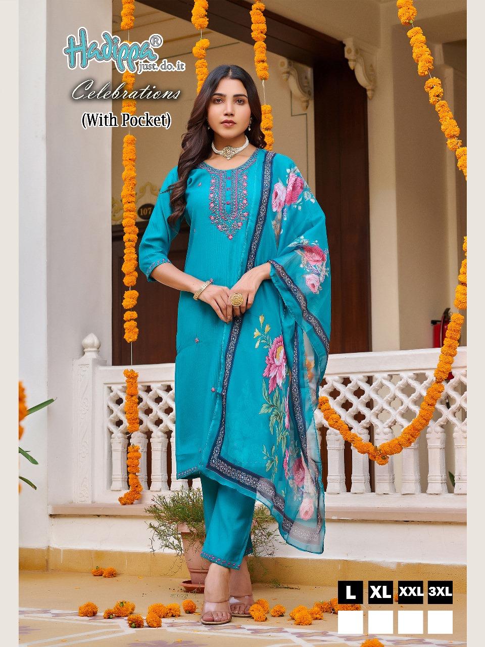 Celebrations Vol 1 By Hadippa Straight Cut Kurti With Bottom Dupatta Orders In India