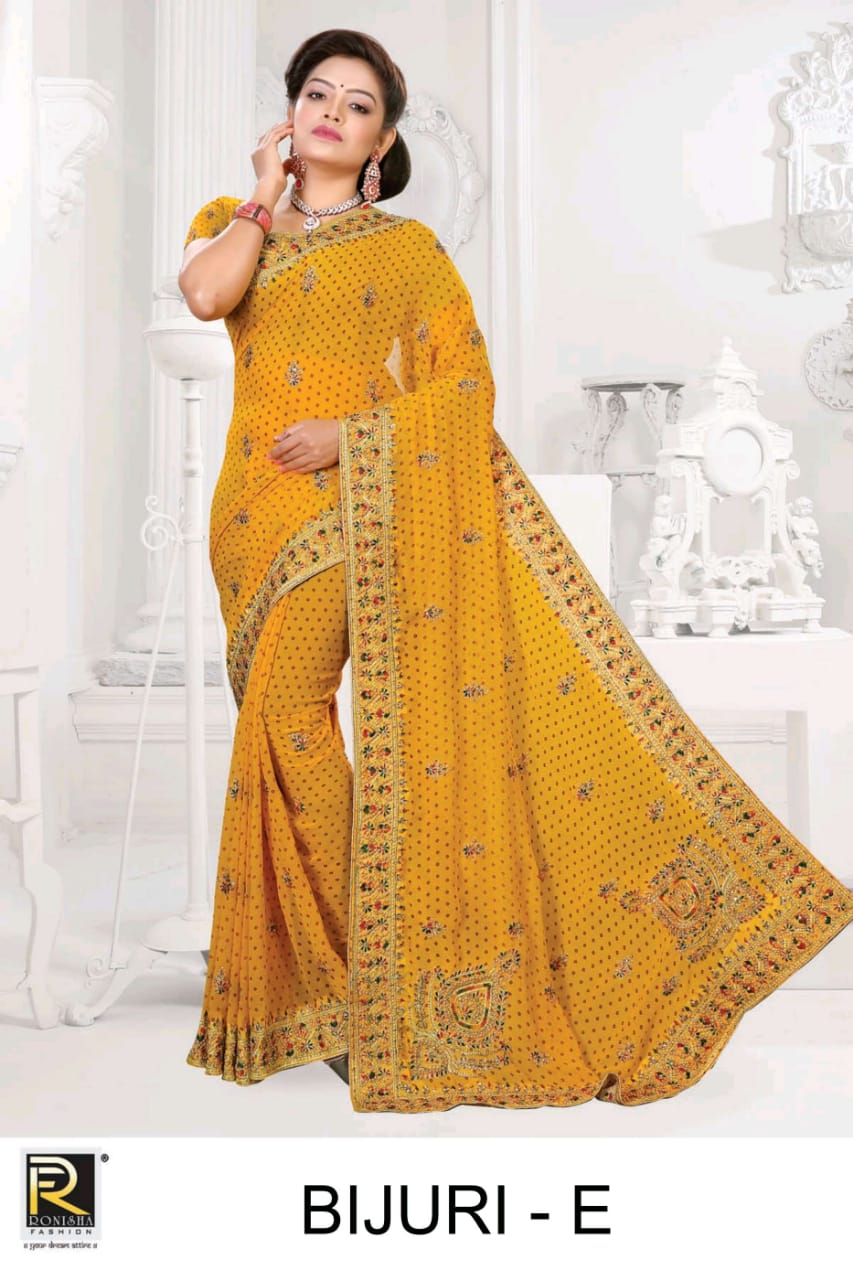 Ronisha Bijuri latest Heavy Wedding Wear Georgette Fancy Saree Collection