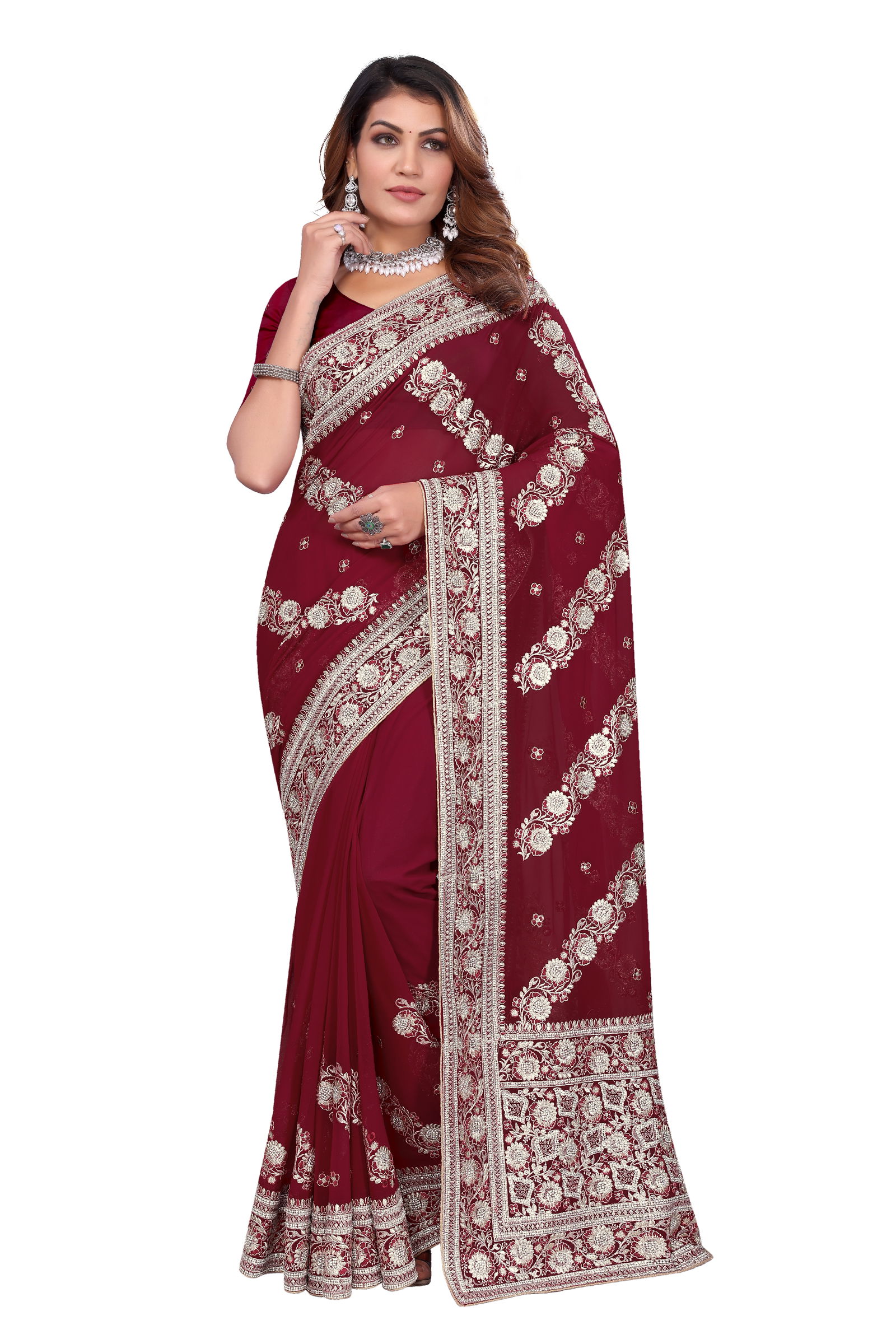 Dulhan By Utsav Nari Georgette Embroidery Sarees Wholesale Price In Surat
