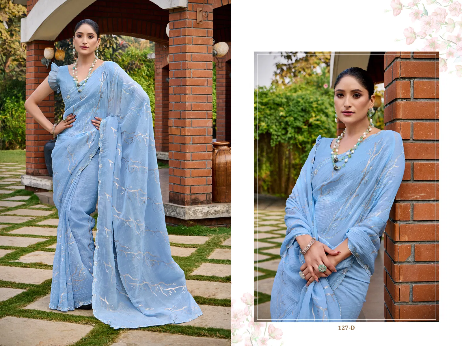Df 127 A To 127 D Crunchy silk Designer Party Wear Saree Suppliers In India