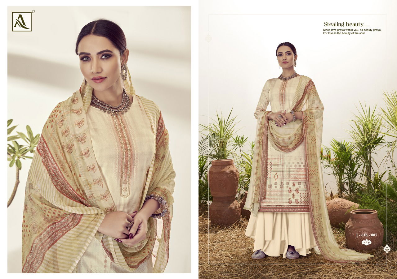 Alok Kiara Latest Fancy Casual Pure Zam Silk Digital Print with Swarovski Work Designer Dress Material Collection
