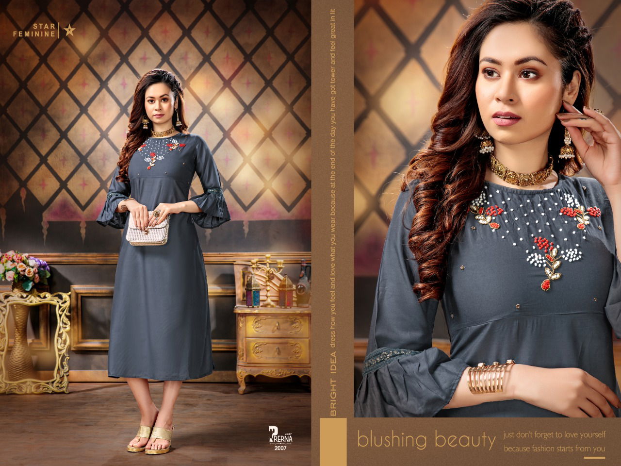 Prerna 7 Rayon Ethnic Wear Flair with Designer Handwork Kurtis Collection