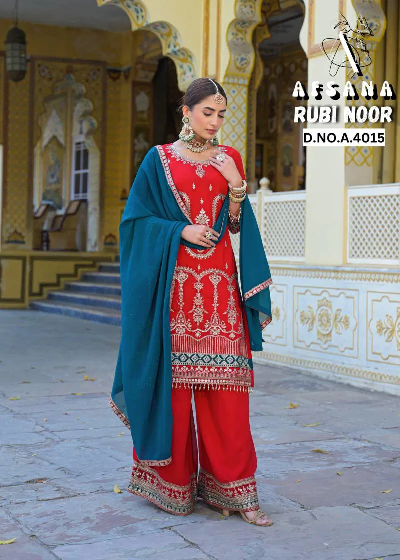Rubi Noor By Afsana Georgette Kurti Bottom With Dupatta Wholesale In India