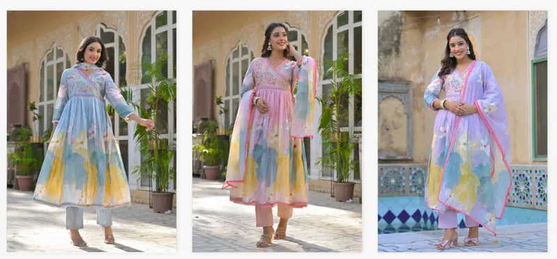 Tanyaa P 173 Mal Cotton Printed Anarkali Style Kurti Sets Bulk Orders In India