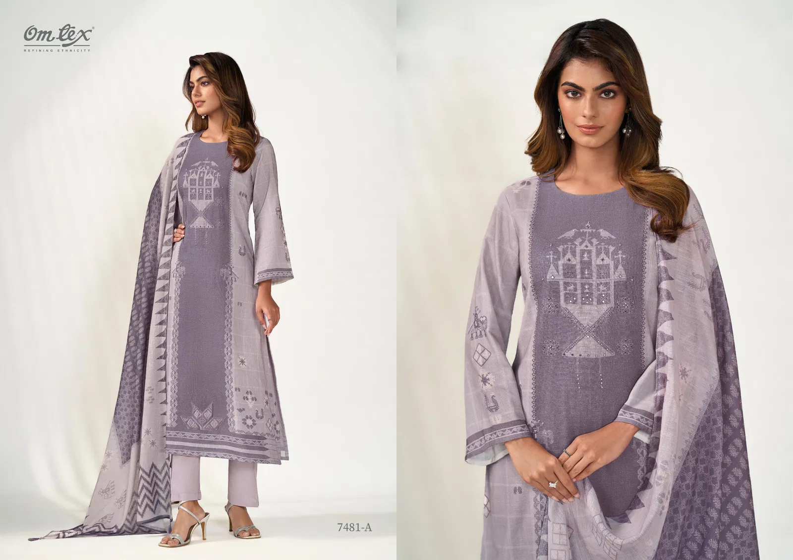 Poshak By Omtex Linen Printed Embroidery Dress Material Exporters In India