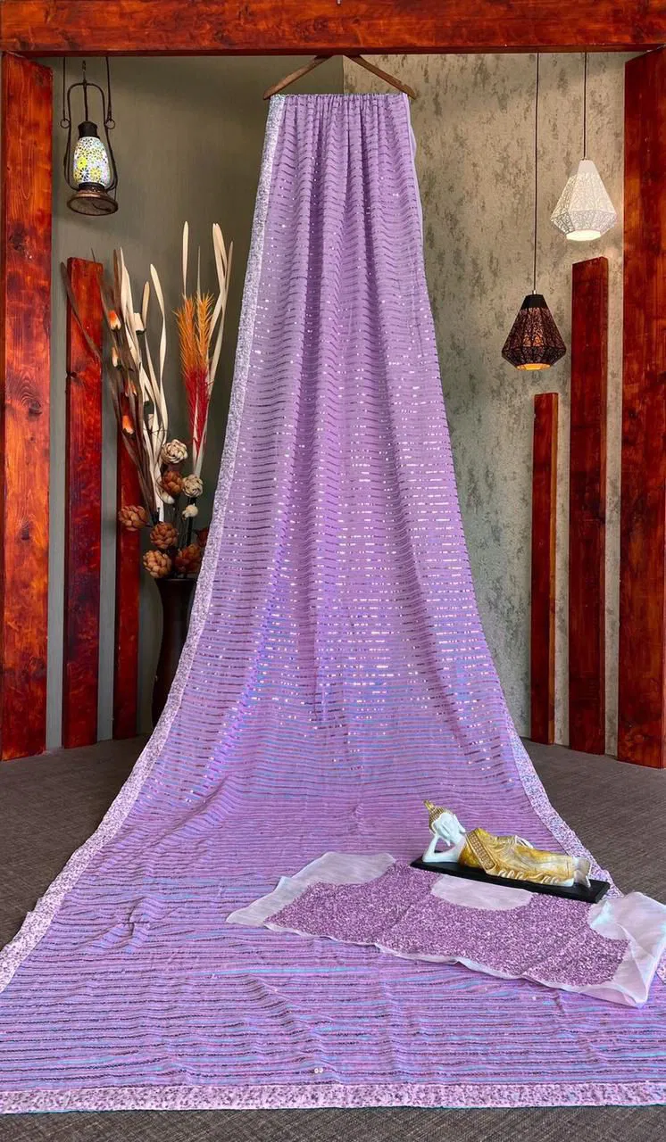 LG 1334 Georgette Sequence Embroidery Party Wear Sarees Orders In India