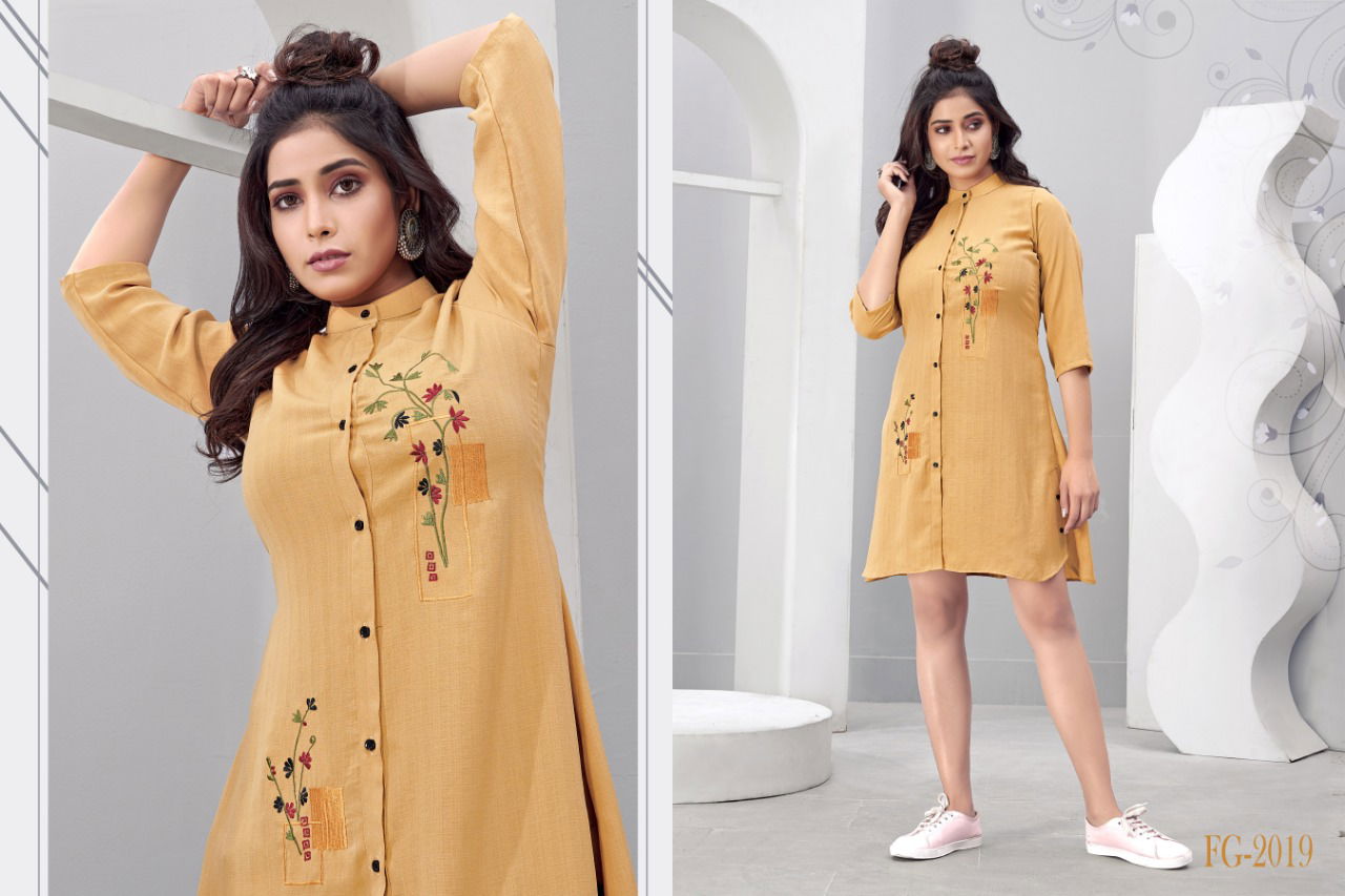 Fg Prism 2 Latest fancy designer Heavy casual Wear Western Embroidery Work Ladies Short Top Collection
