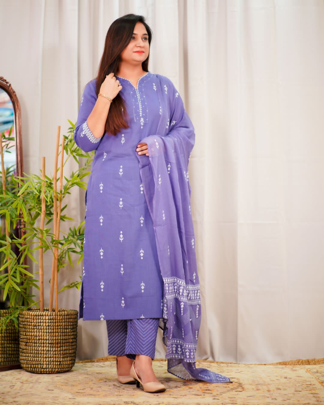 Akshar Designer Hand Block Print Stylish Front Cotton Kurti With Bottom Dupatta Wholesale Clothing Suppliers In india
