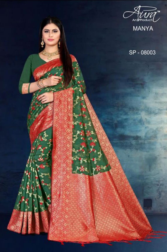 Aura Manya Latest Designer Festive Wear Soft Cotton Silk Casual Wear Saree Collection