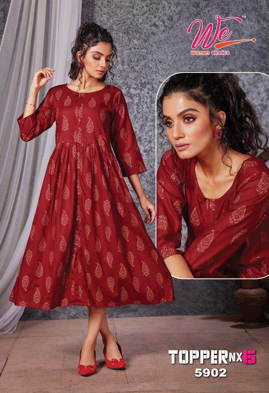 We Topper Nx 6 Ethnic Wear Anarkali Long Rayon Designer Kurti Collection
