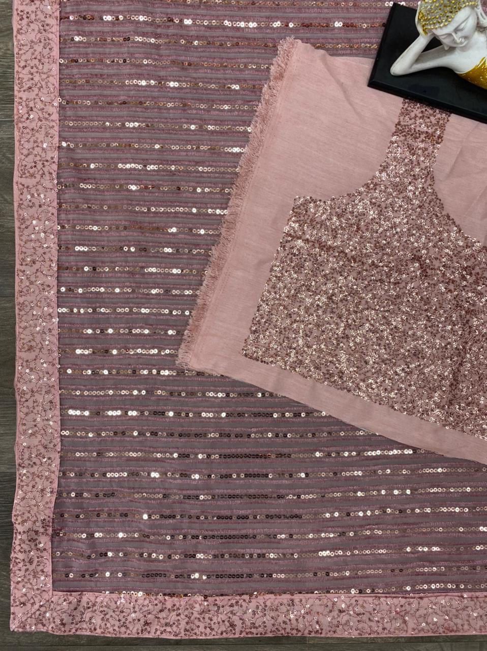 LG 1334 Georgette Sequence Embroidery Party Wear Sarees Orders In India