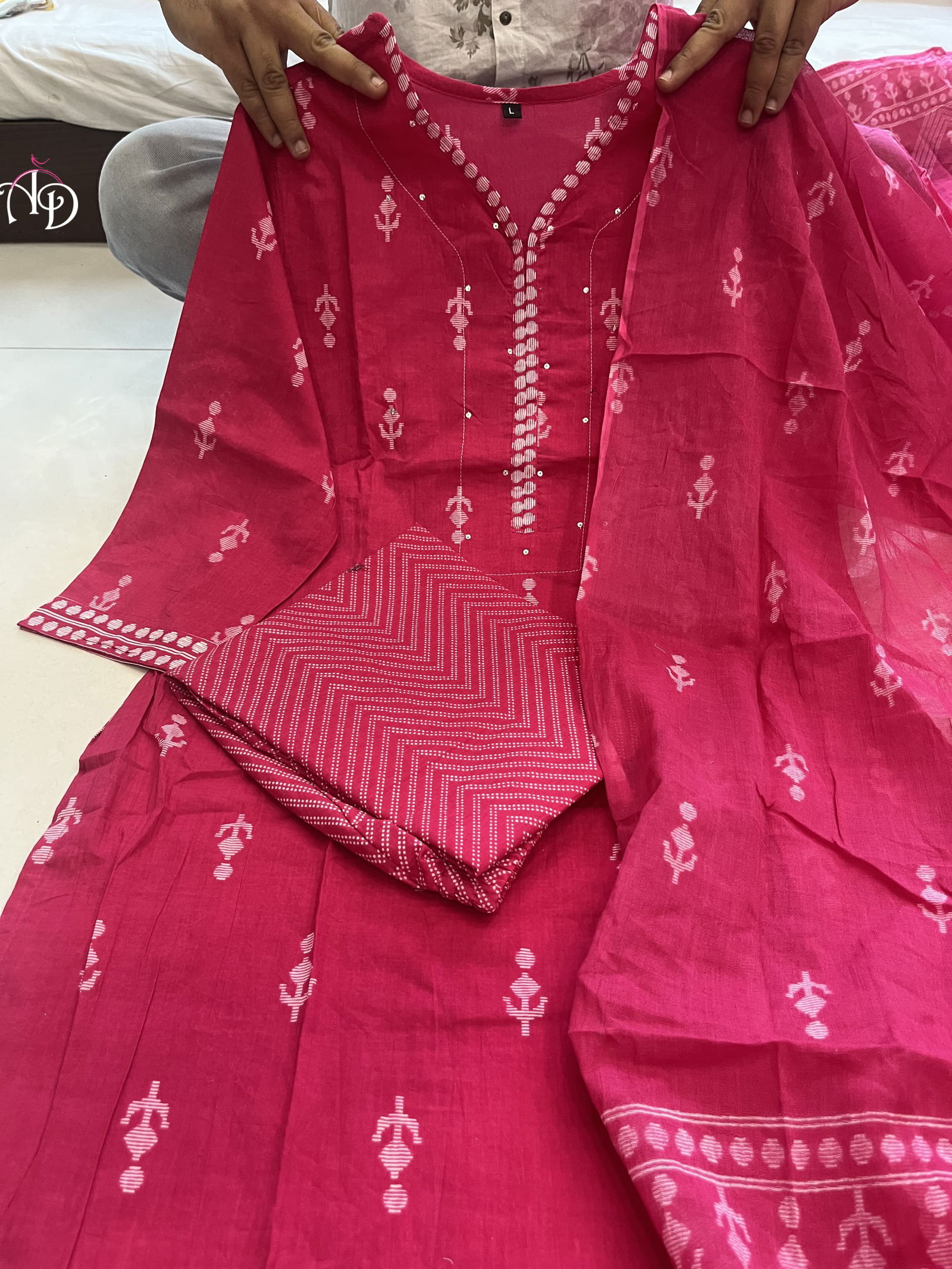 Akshar Designer Hand Block Print Stylish Front Cotton Kurti With Bottom Dupatta Wholesale Clothing Suppliers In india
