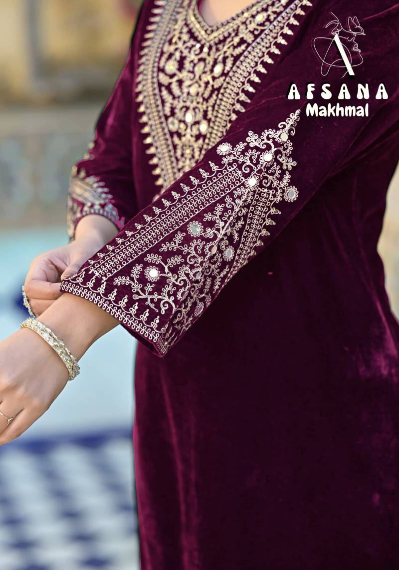 Makhmal By Afsana Velvet With Cording Work Readymade Wholesale Suppliers In Mumbai
