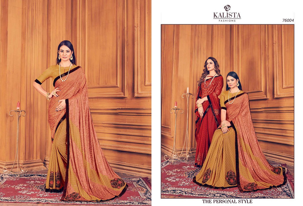 Kalista One Plus 2 Latest Designer Georgette Wedding Wear Festive Wear Embroidery Worked Sarees Collection 
