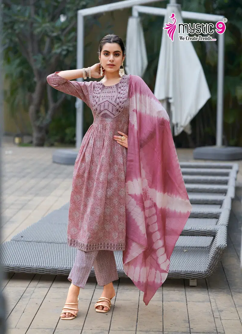 Sara Vol 15 By Mystic 9 Naira Rayon Kurti With Bottom Dupatta Orders In India