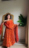 Glory K 1534 Fendy Silk Designer Anarkali Gown With Dupatta Suppliers In India
