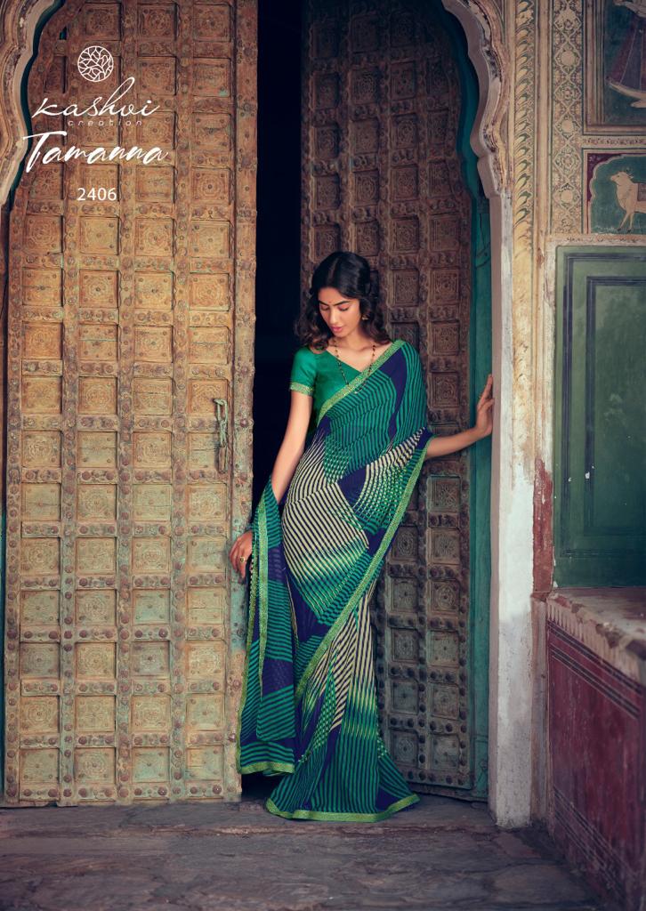 Kashvi Tamanna Silk Latest Fancy Designer Casual Wear Printed Weightless With Border Saree Collection
