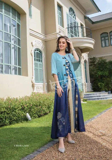Kiana Amora Fancy Elegant Latest Designer Heavy Casual Wear Kurti With Bottom Collection
