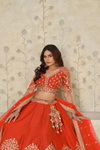 Rust colour Silk With Zari Work Lahenga With Blouse And Dupatta Wholesale Suppliers In India KF 2102