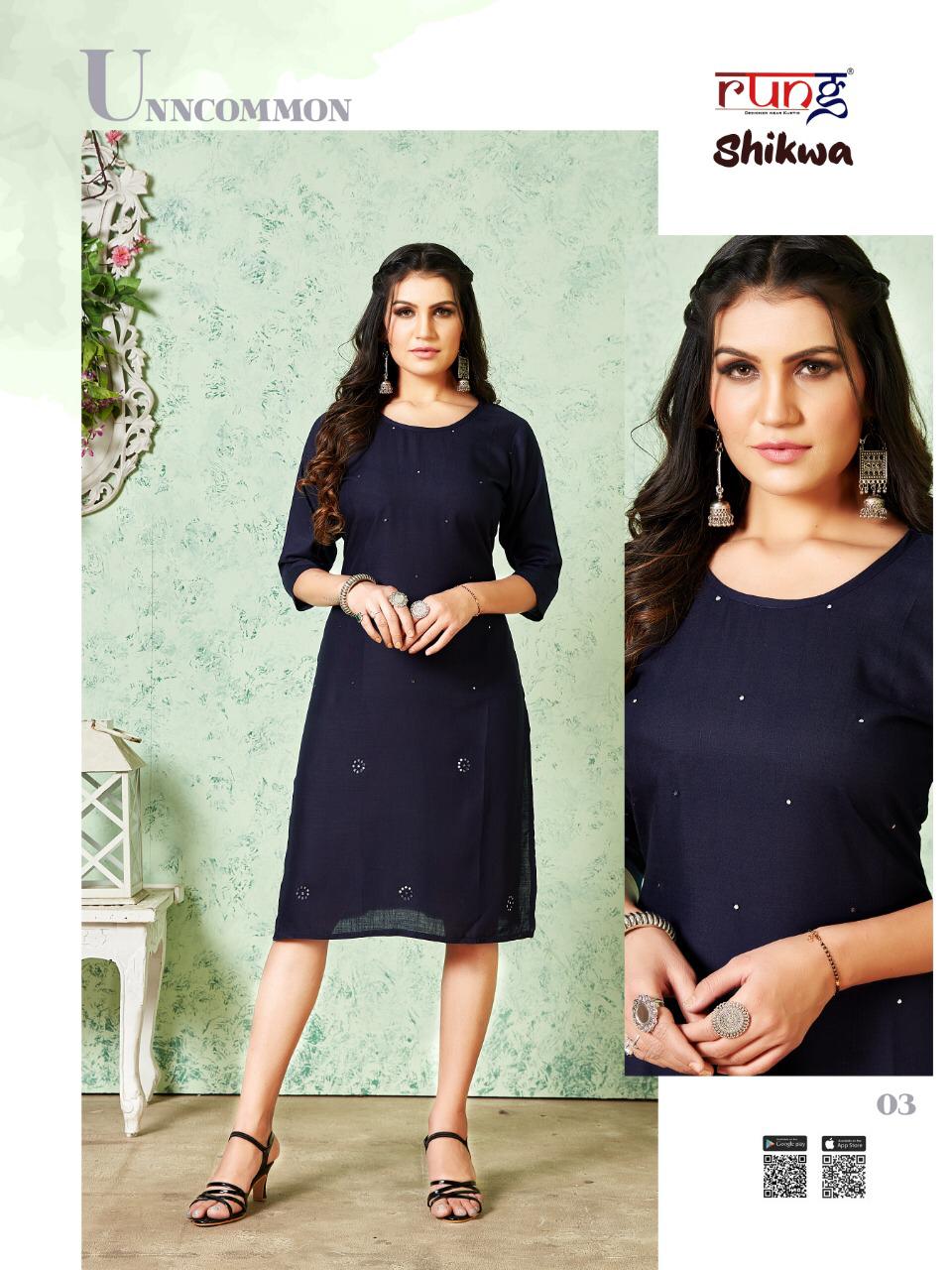 Rung Shikwa Latest fancy Designer Casual Wear Rayon Casual Wear Kurti Collection

