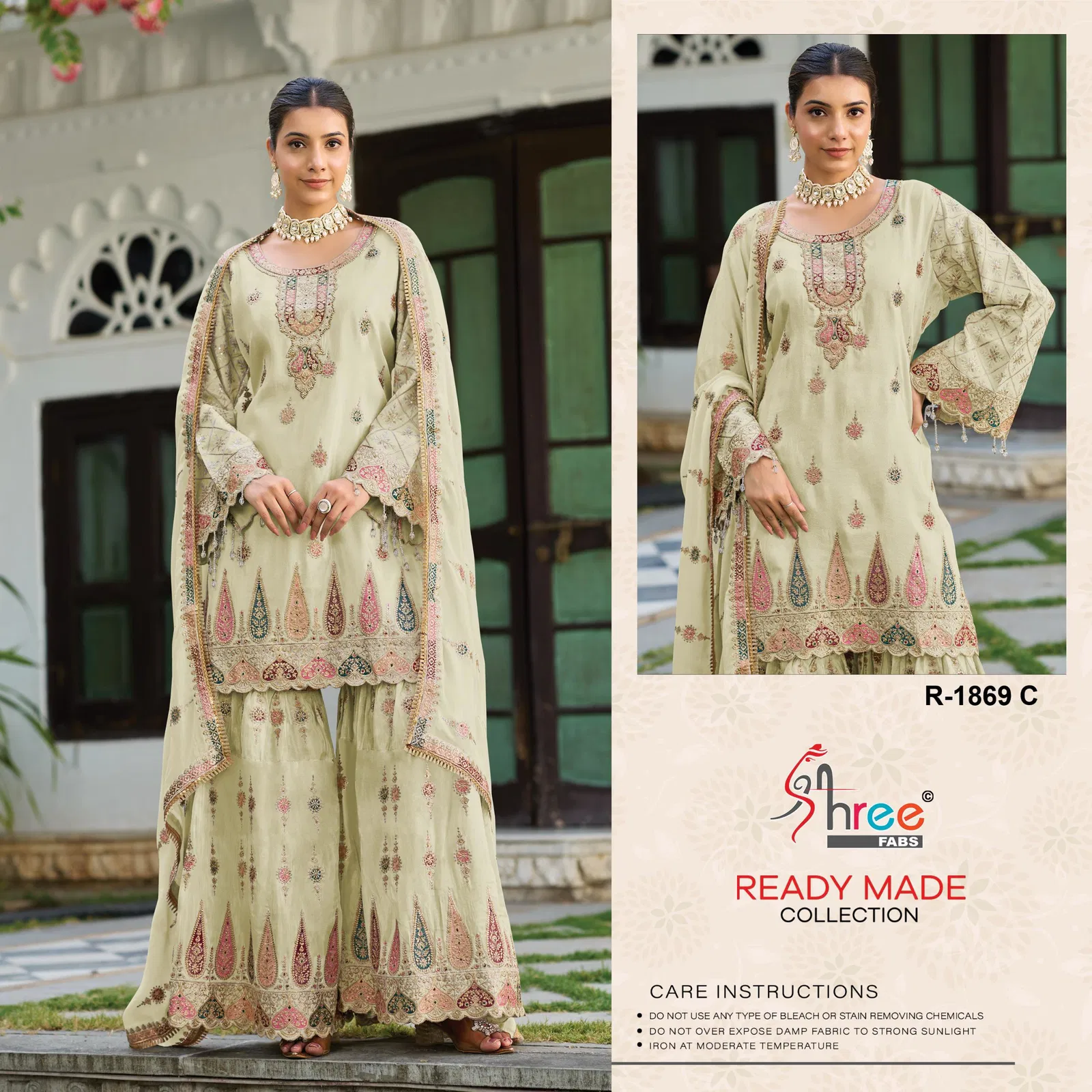 R 1869 By Shree Air Tex Chinon Pakistani Readymade Suits Exporters In India