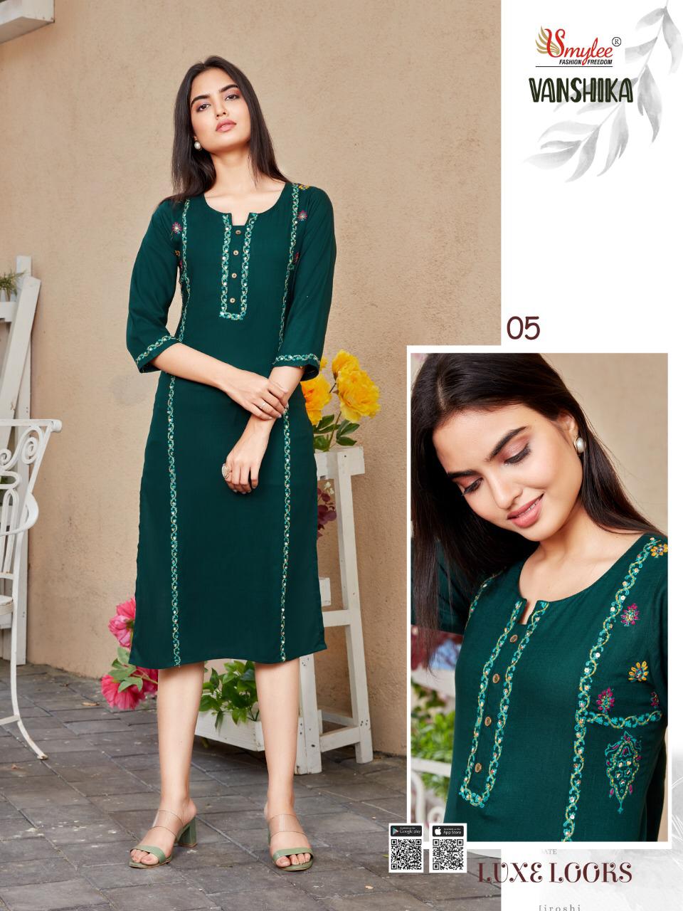 Smylee Vanshika Latest Fancy Designer Ethnic Wear  Heavy Slub Rayon Designer Kurti Collection
