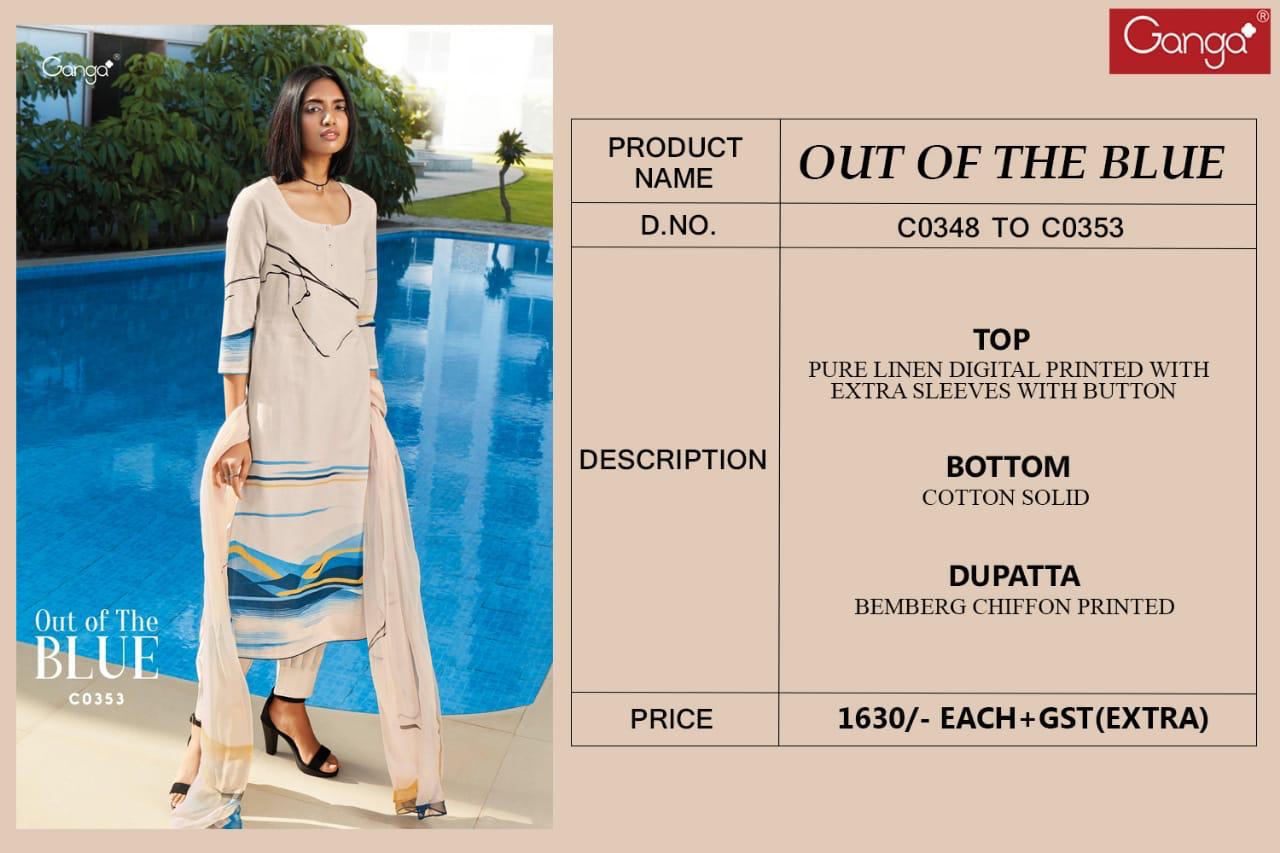GANGA OUT OF BLUE Latest Fancy Designer Heavy Casual Wear Pure Linen Digital print Salwar Suit Collection