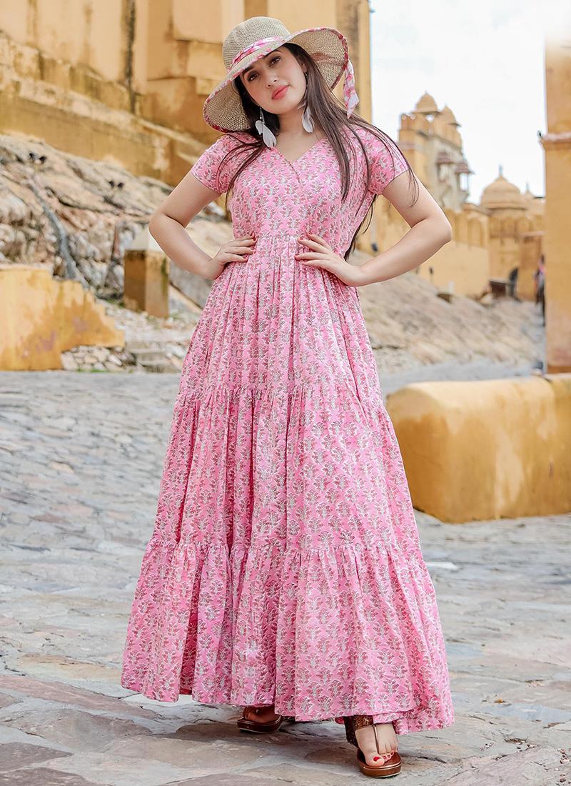 STYLISHTA VOL 8 BEAUTIFUL MUSIN FABRIC AND DIGITAL PRINT COLLECTION OF 4 PCS WITH FULL STITCHED GOWNS