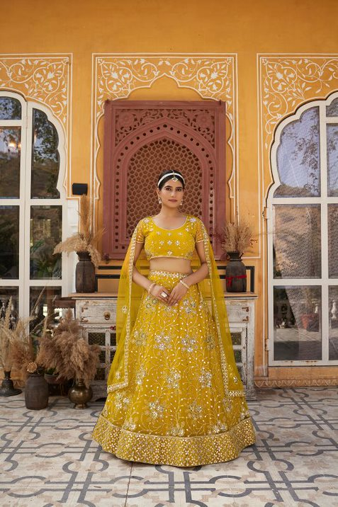 SS 153 Wedding Wear Designer Net Lehenga Choli Wholesale Clothing Suppliers In India
