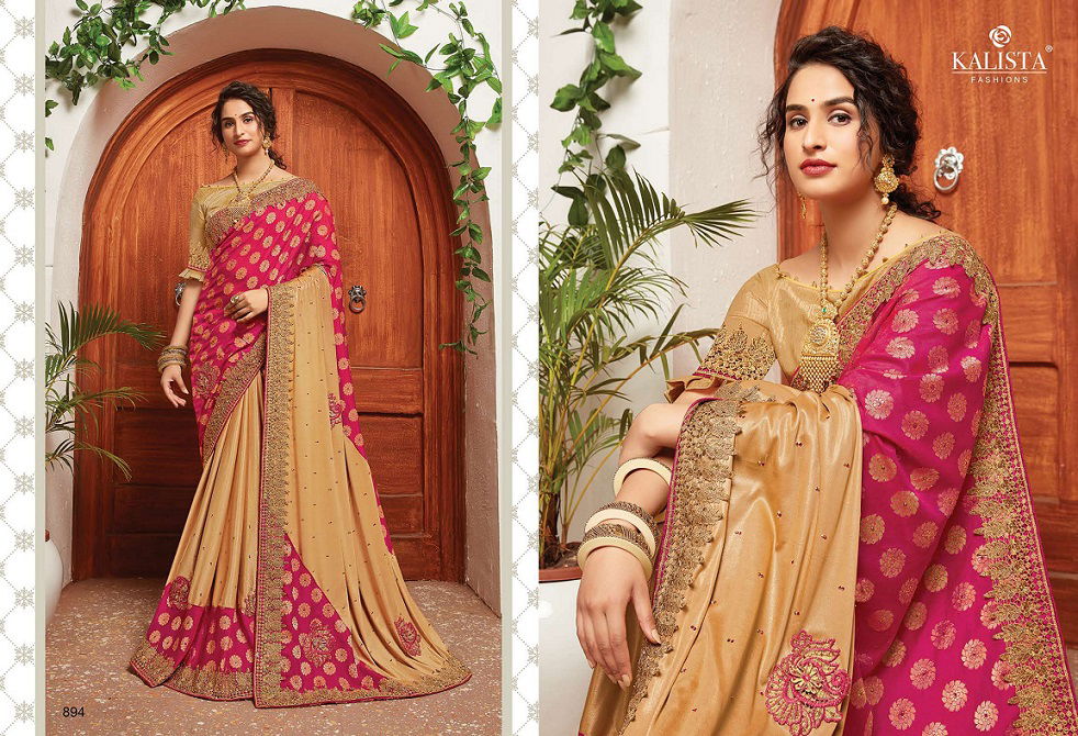 Kalista Tamasha Heavy Designer Festive Wear Embroidery Worked Vichitra Silk Sarees Collection
