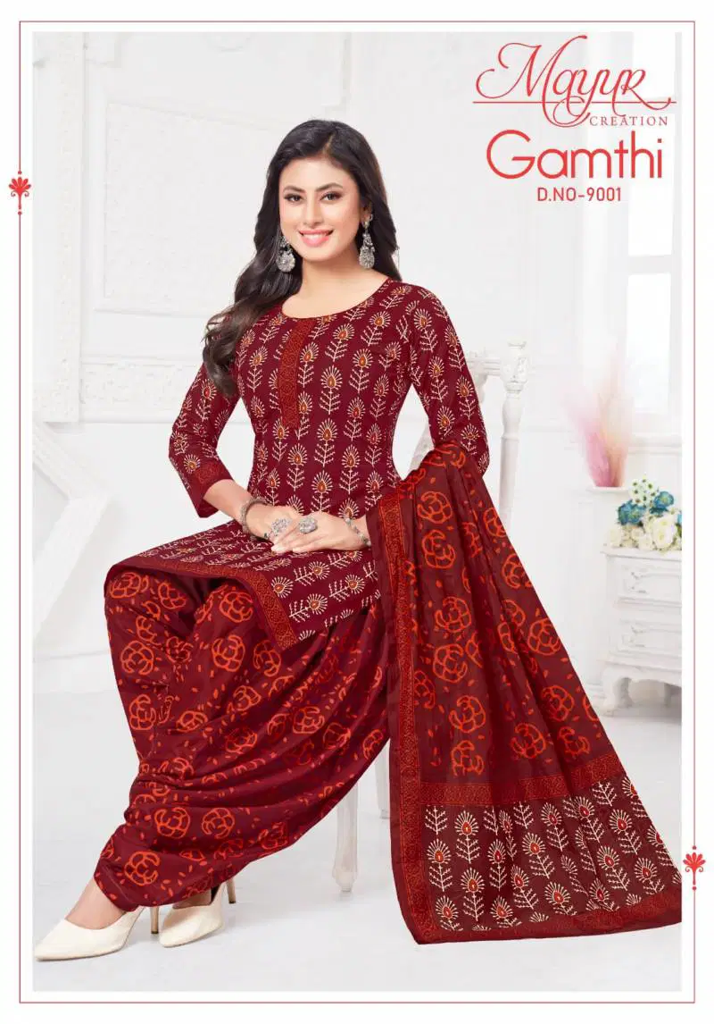 Gamthi Vol 9 By Mayur Cotton Ladies Dress Material Wholesale Market In Surat