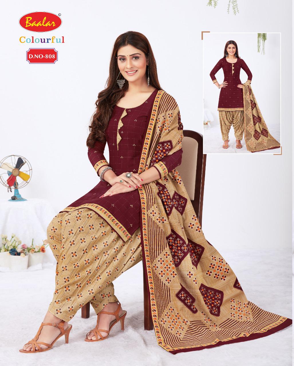 Baalar Colourful 8 Latest Fancy Regular Wear Cotton Printed Readymade Salwar Suit Collection

