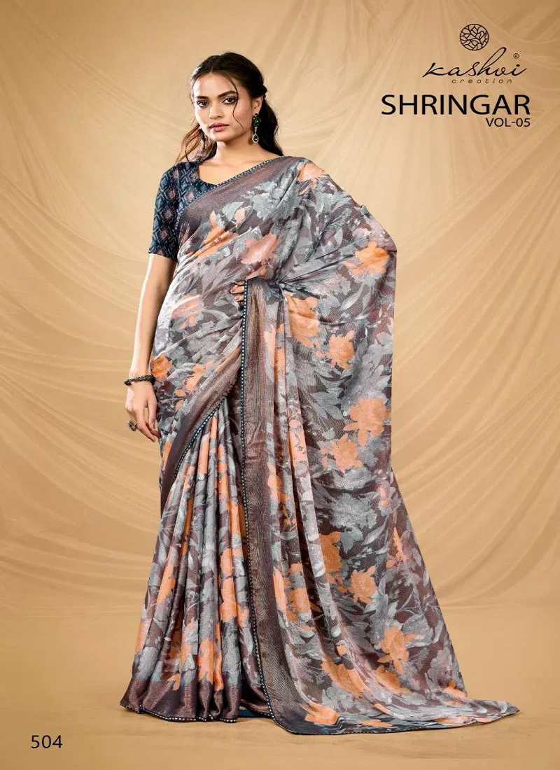Shringar Vol 5 By Kashvi Brasso With Foil Fancy Saree Wholesale Market In Surat With Price