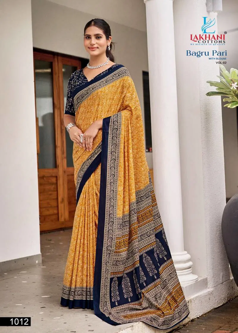 Bagru Pari Vol 2 By Lakhani Casual Wear Cotton Printed Saree Wholesale Clothing Suppliers In India