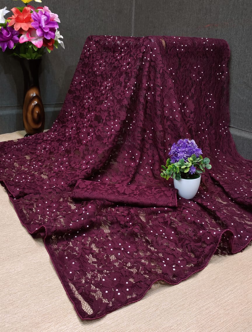 Motichur Latest Heavy Designer Party Wear With Raffle Jequared With Stone Work Stylish Look Saree Collection