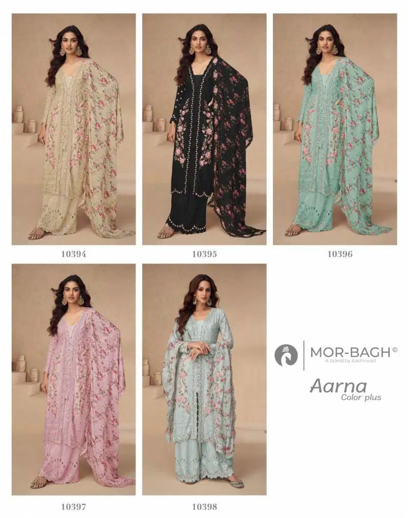 Aashirwad Mor Bagh Aarna Color Plus Chinon Silk Salwar Readymade Suits Orders In India