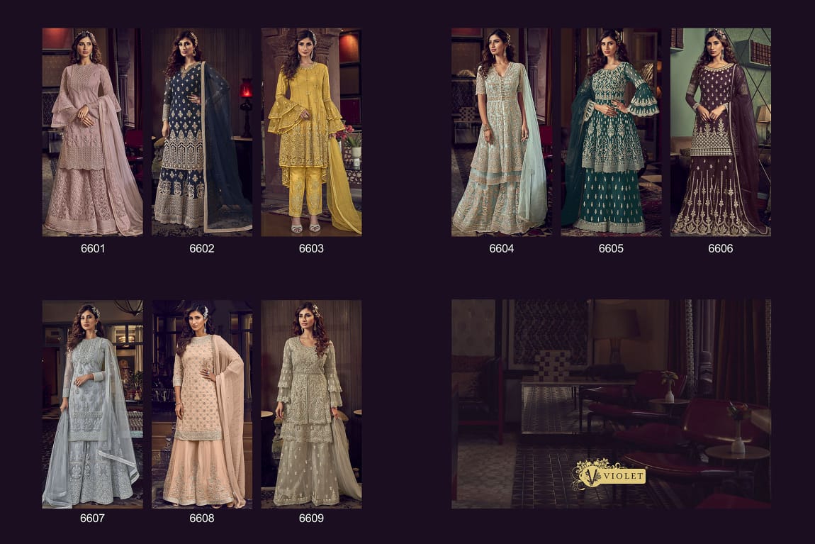 Swagat Violet Snow White Latest Designer Heavy Work Wedding Wear Salwar Suits Collection 