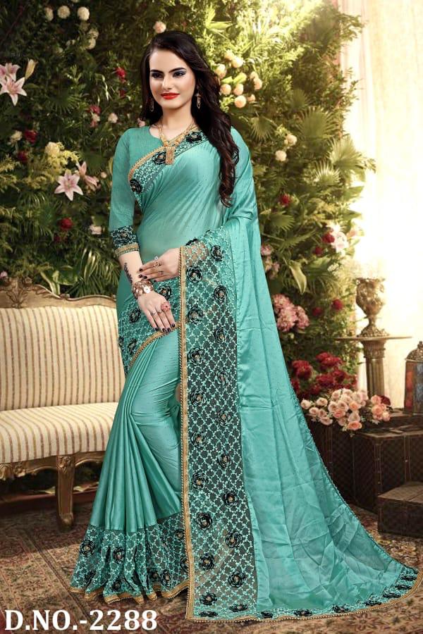 Naree Heavy Resham And Embroidery Work Beautiful Border And Flower