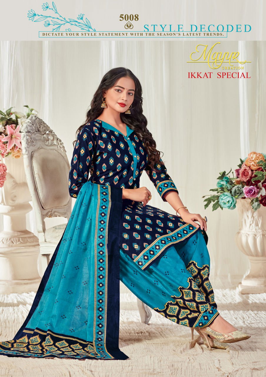 Mayur Ikkat Special 5 Latest Design Pure Cotton Printed Daily Wear Dress Material Collection 