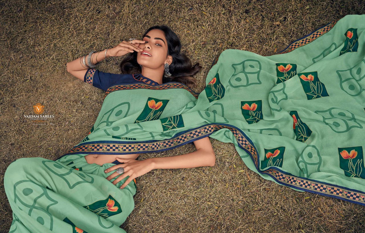 VAIDAM ALANKRITA Latest Fancy Designer Casual Wear Foil Printed Chiffon Saree Collection 