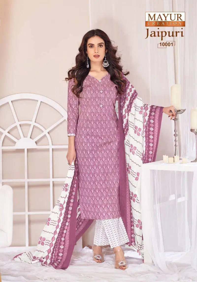 Jaipuri Vol 10 By Mayur Cotton Printed Stylish Dress Material Wholesale Online