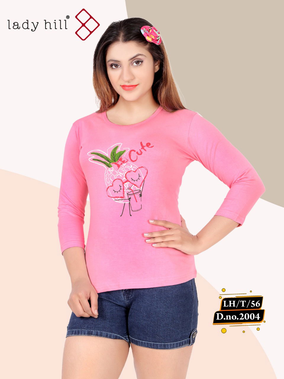 Lady Hill 56 2004 Casual Daily Wear Hosiery cotton Ladies Tshirt Collection
