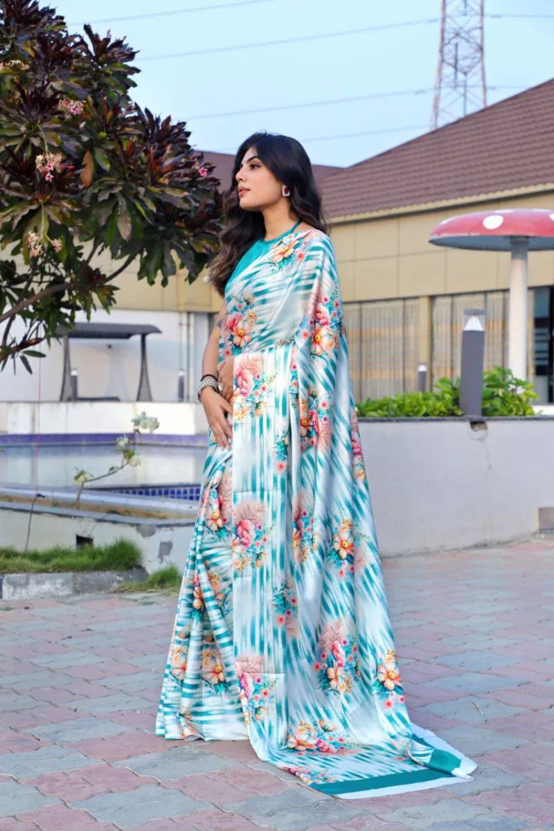 Sf Sizzler 3 Digital Printed Japan Satin Fancy Saree Wholesale Market Surat